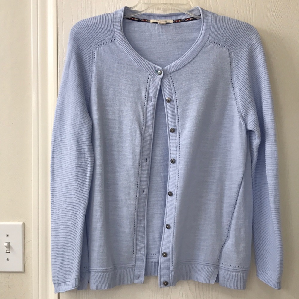 White Stuff UK brand light blue button cardigan/sweater.